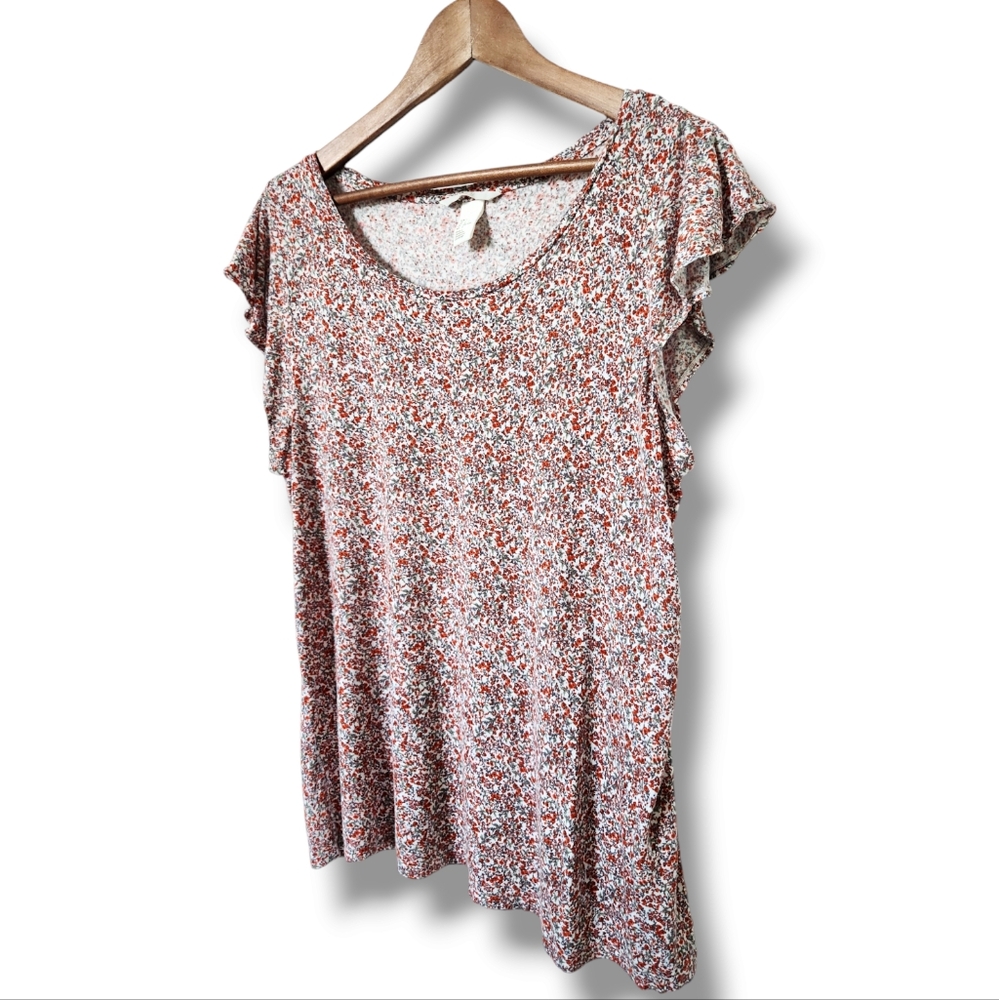 H&M Floral Print Multicolor Flutter Sleeve Knit T… - image 7